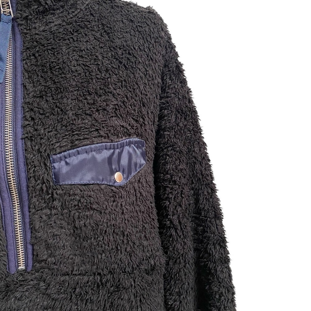 Anine Bing Designer Black Sierra Sherpa Half Zip Pullover S - Picture 7 of 16